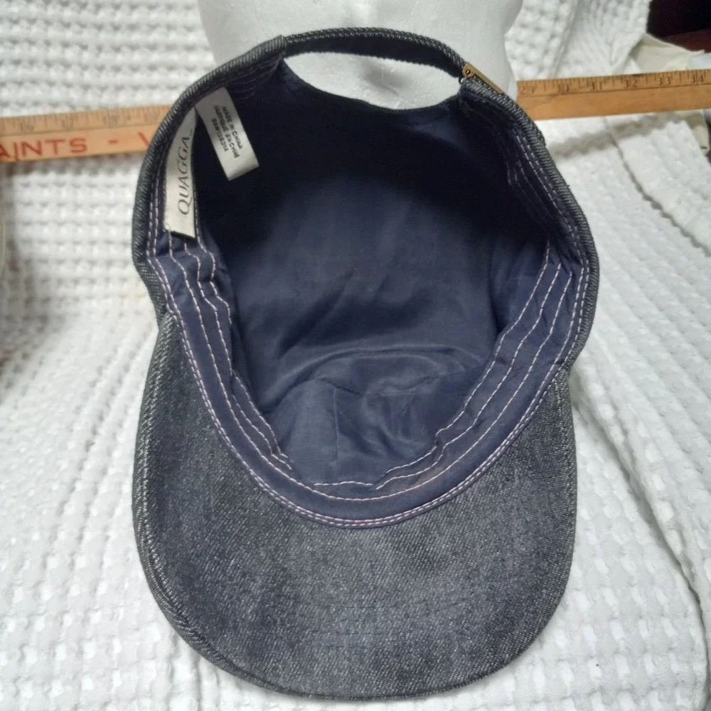 Quagga Accessories LLC Hat Grey Cotton Canvas Flower Design Cadet Cap Womens